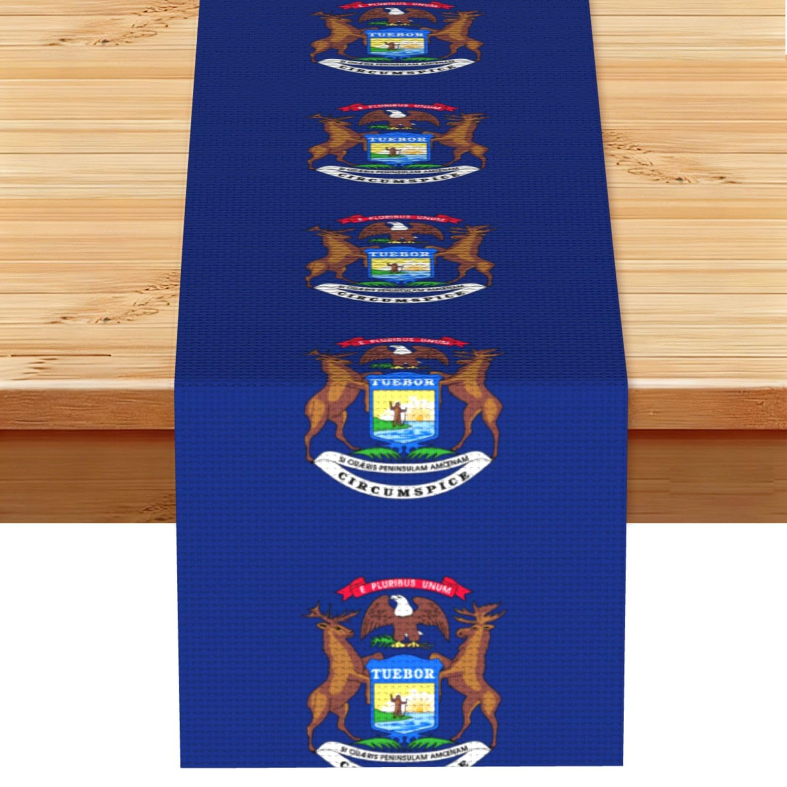 Michigan State Flag Vintage Style Table Runner 13x72in, Soft Printed Centerpieces for Tables, Kitchen, Countertops & Dining Area Home Decor