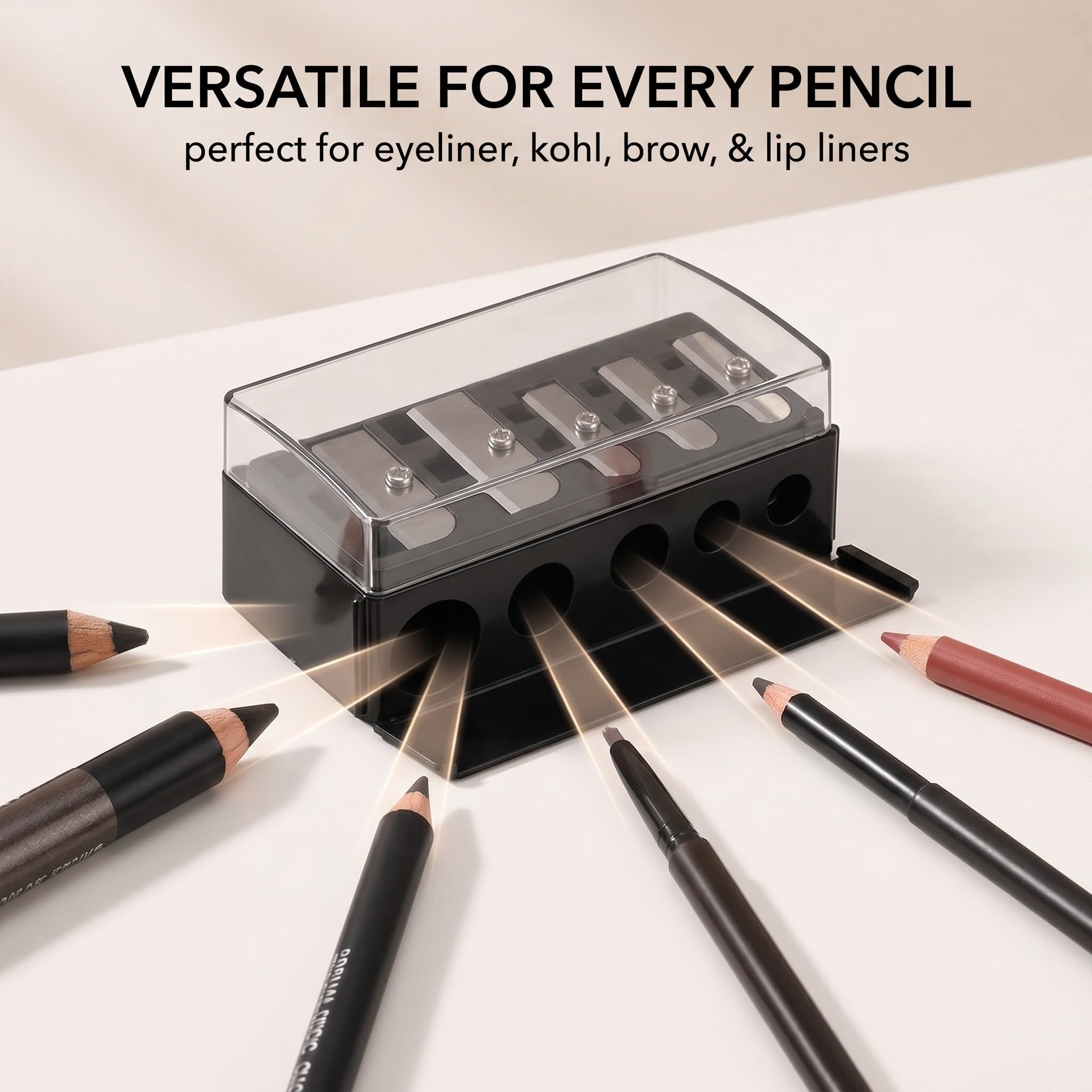 1 Pezzi Temperino Matita Occhi, Temperino Per Matite Trucco, Temperino A 5 Fori, Lip Liner E Matite Per Sopracciglia Di Varie Dimensioni, Facile Da Pulire E Adatto Ai Viaggi (Nero,A)