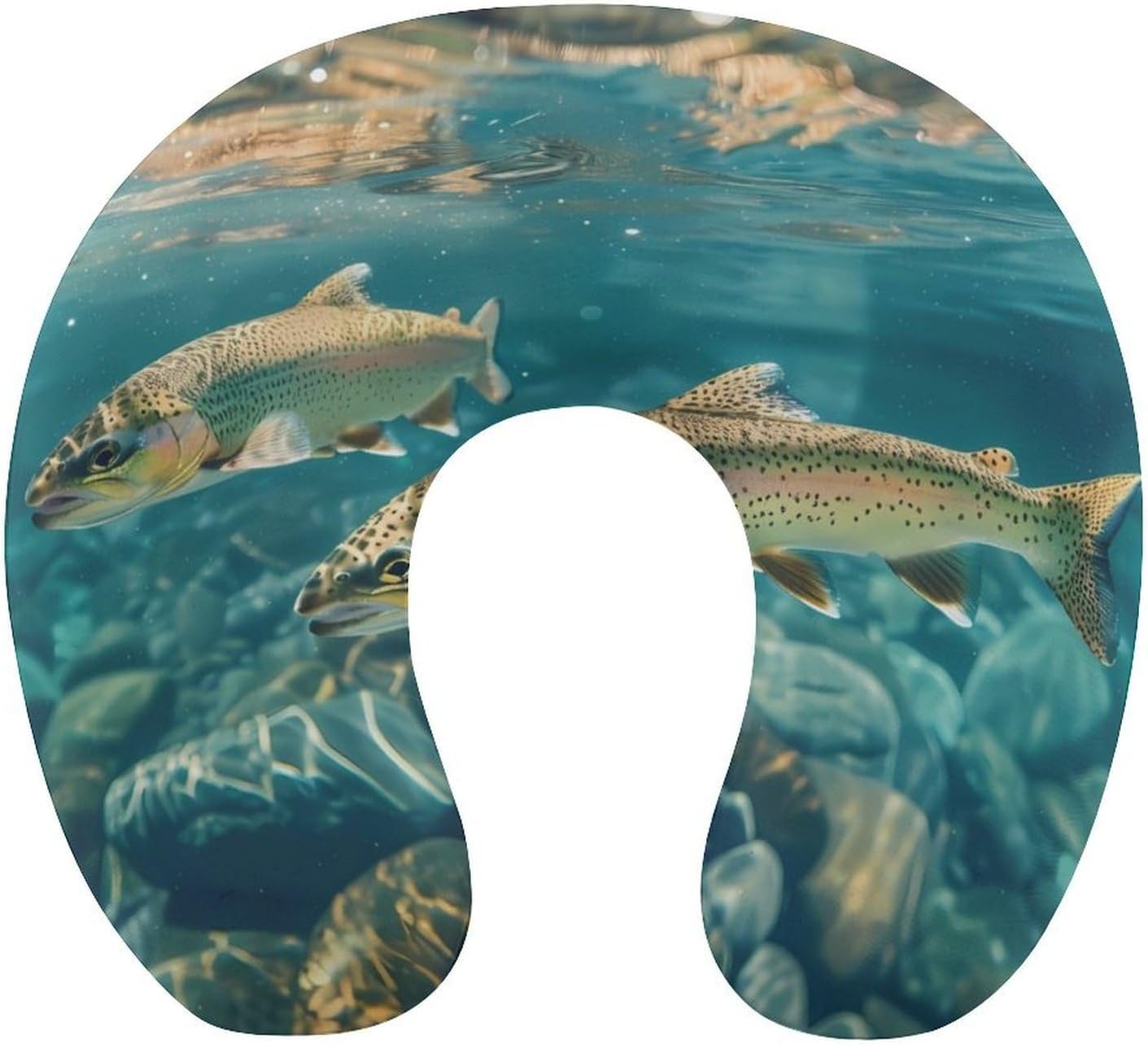 Trout Travel Pillow U Shape Neck Pillow Washable Pillowcase for Sleeping Chair