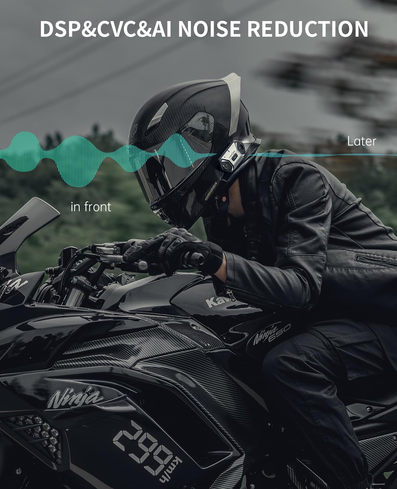 FreedConn Free+ - Auriculares Bluetooth para casco de motocicleta, intercomunicador de 256 conductores de 2000 m, red de malla de conexión automática con cancelación de ruido, audio de alta resolución