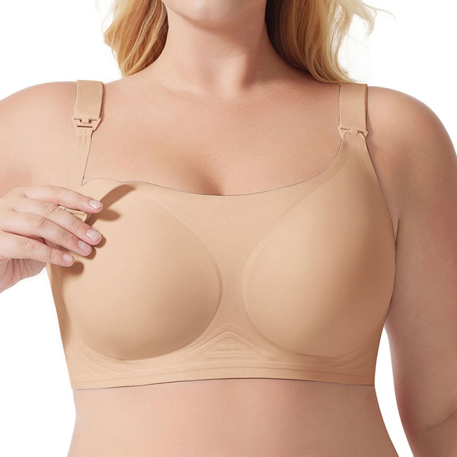 Reggiseno da Donna con Ferretto, Leggero, Semplice, Sottile, Tracolla Regolabile for, Allattamento for Gravidanza Cadente, Beige, XL