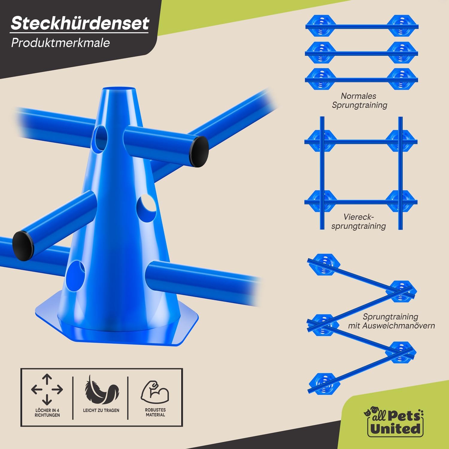 Agility Training Accessories for Dogs and Horses Obstacle Set with Bar and Cones Stable and Sturdy for Animal Training and Football (2 Sets) 3