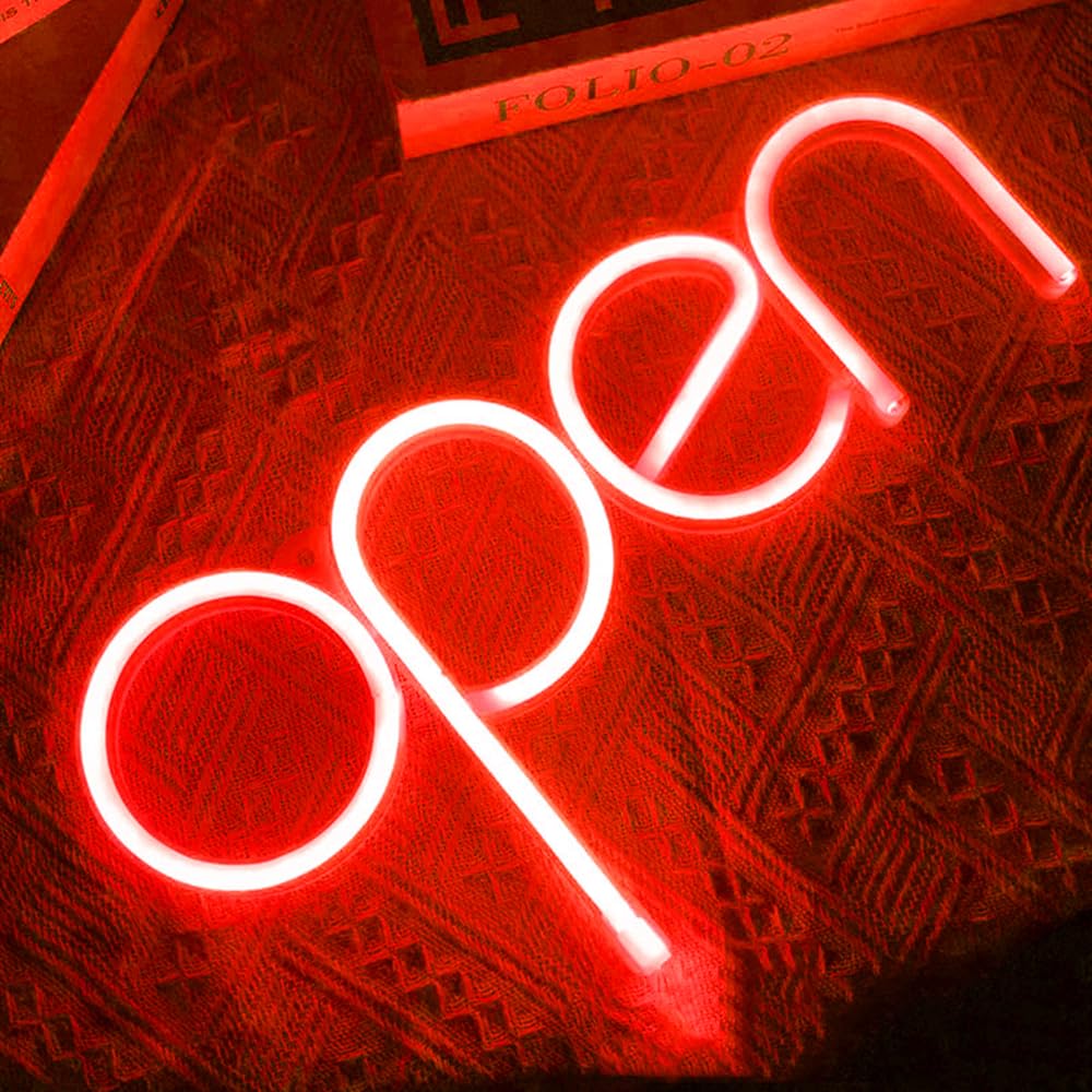 LED Open Neon Sign 35x18cm for Shop Window Decor (Red/No Sticker)
