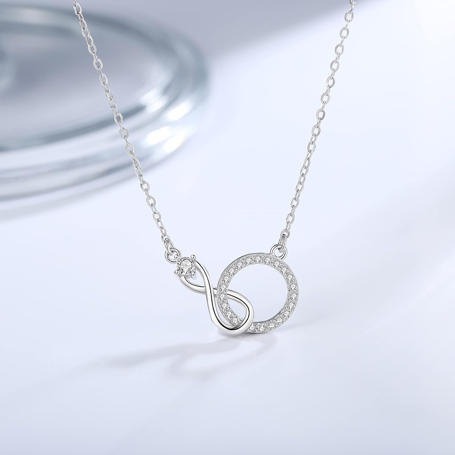 Mother Daughter Necklace, Sterling Silver CZ Infinity Circle Necklace for Women, Mother's Day Jewelry Gift for Mother, Mother Daughter Gifts, Birthday Gifts for Daughter from Mom - Image 2