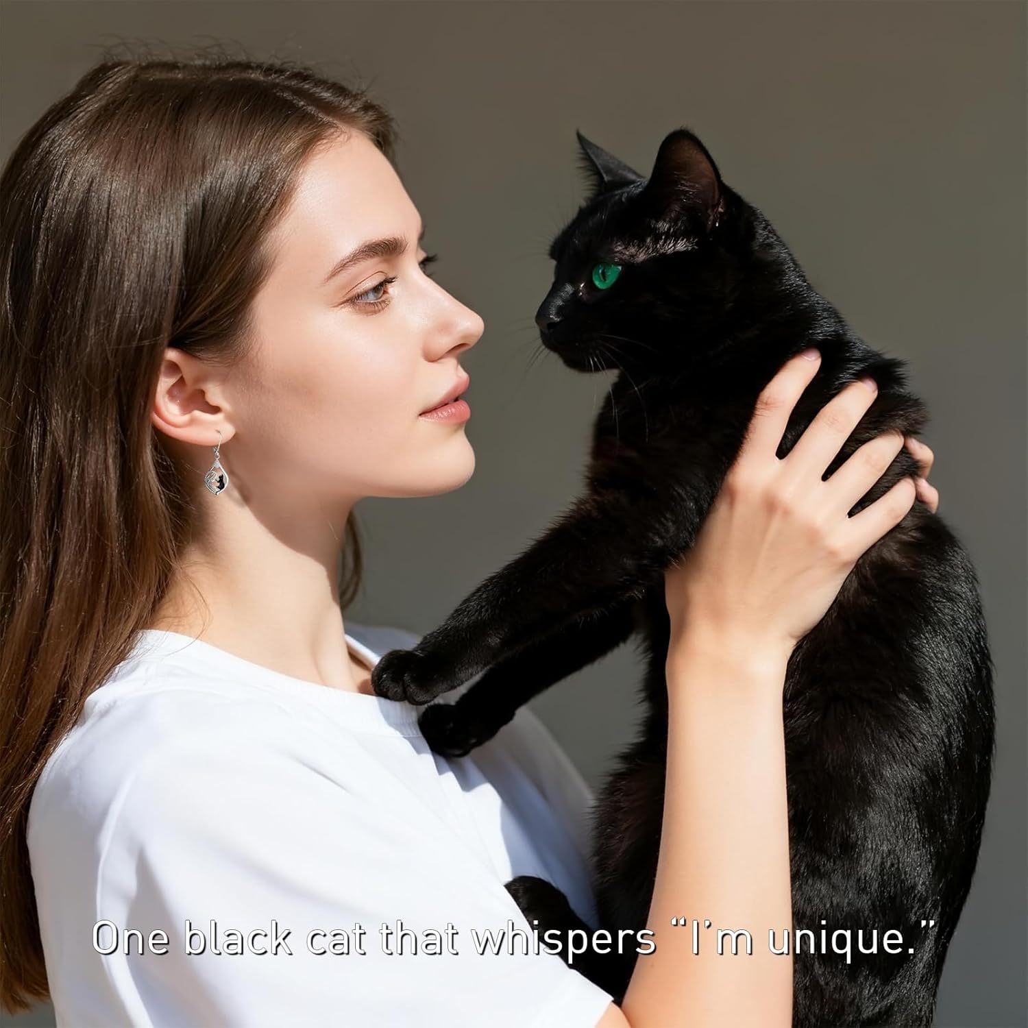 Black Cat Earrings for Women Halloween Cat Earrings Dangle Sterling Silver Leverback Christmas Jewelry Animal Gifts - Image 5