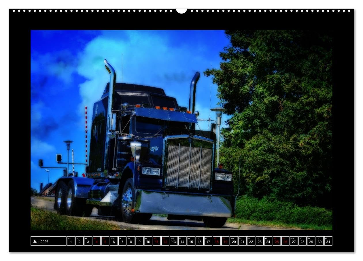 Kenworth W900 PHOTOART (hochwertiger Premium Wandkalender 2026 DIN A2 quer), Kunstdruck in Hochglanz: Oldie - Giganten der Highways ganz kreativ (CALVENDO Mobilitaet)