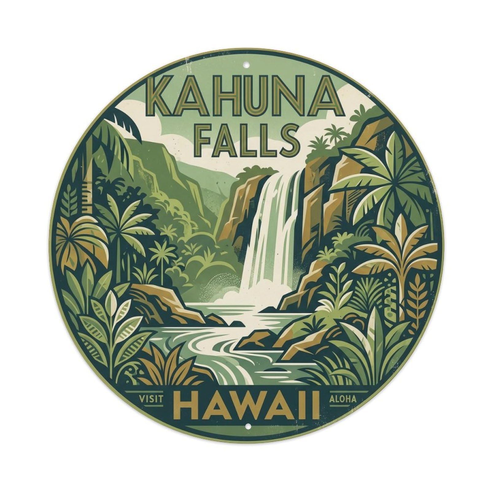 Kahuna Falls Hawaii Island Nature Scenic Trail Metal Tin Sign
