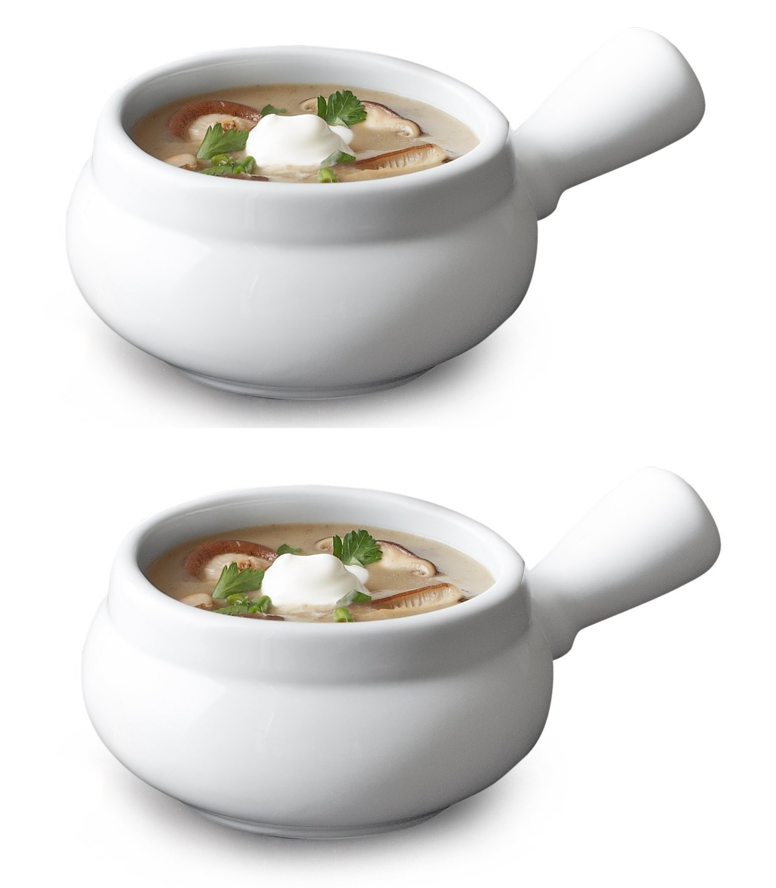 Onion Soup Bowl Large 24 Onces White Porcelain (2)