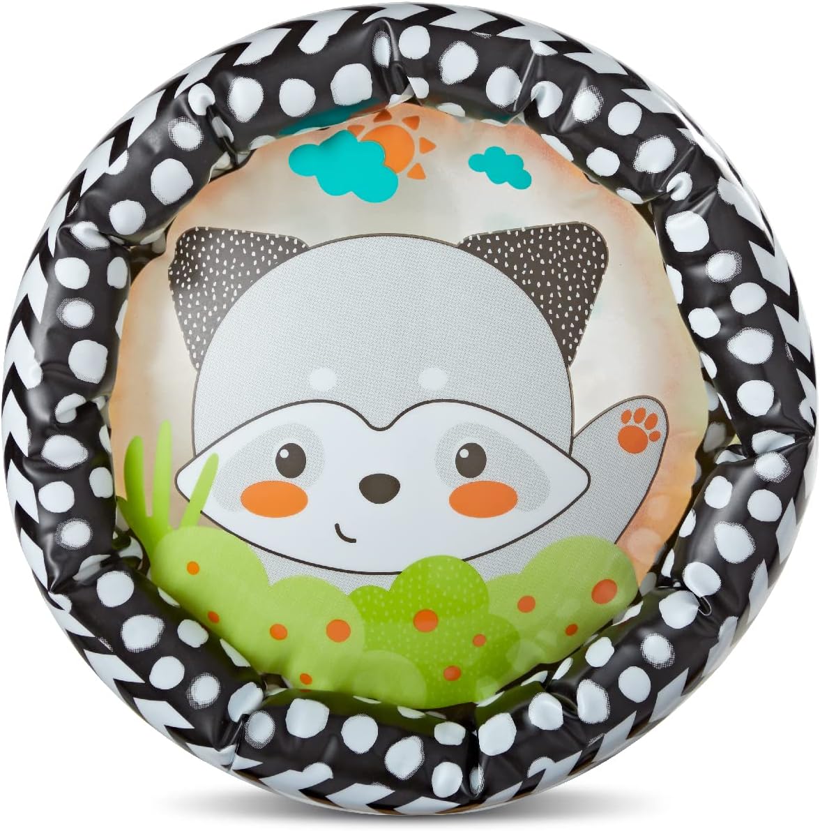 Infantino Jungle Peek & Roll - Encourages Crawling, Inflatable Activity Toy with Bouncing Balls Inside, Fun & Friendly Animal Characters, Helps Gross Motor Skill Development, for Babies 6M+