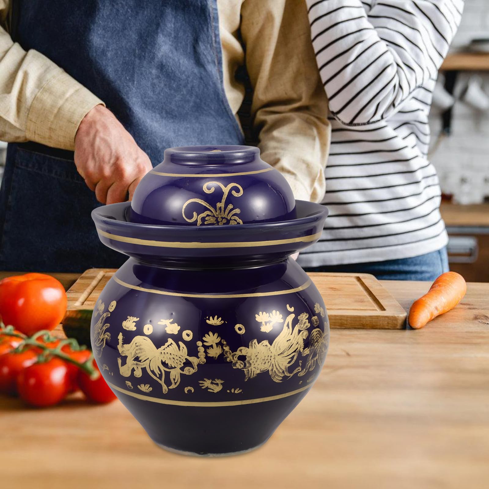 Großes Keramik Ingwerglas mit Deckel zum Fermentieren von Kimchi und Gurken Vielseitiger Gurkenbehälter mit Traditioneller Handwerkskunst für Hotel und Restaurant