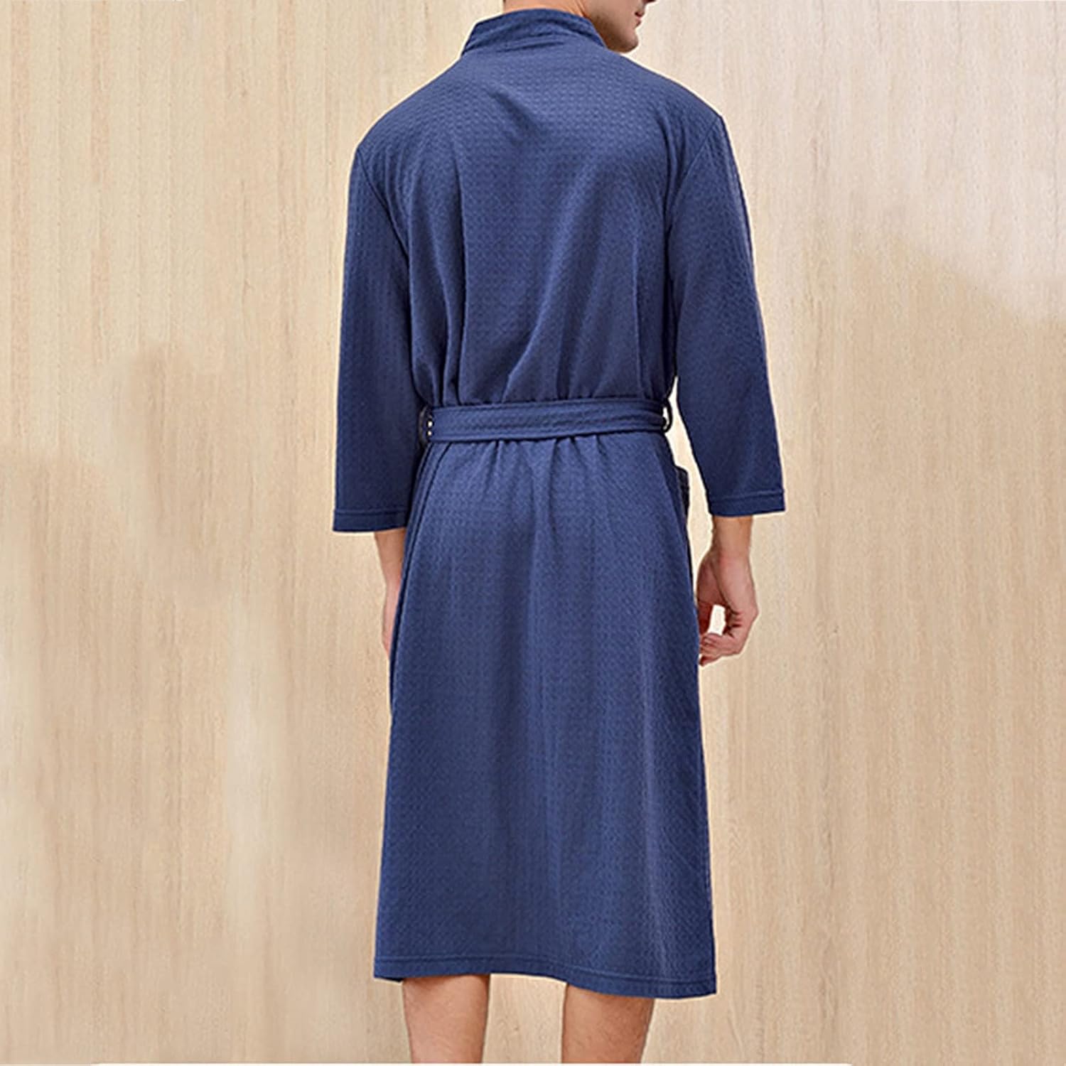 Cardigan Robes for Men Lightweight Soft Kimono Knee Length Bathrobes Comfy Cool Nightgown Robe for Spa and House