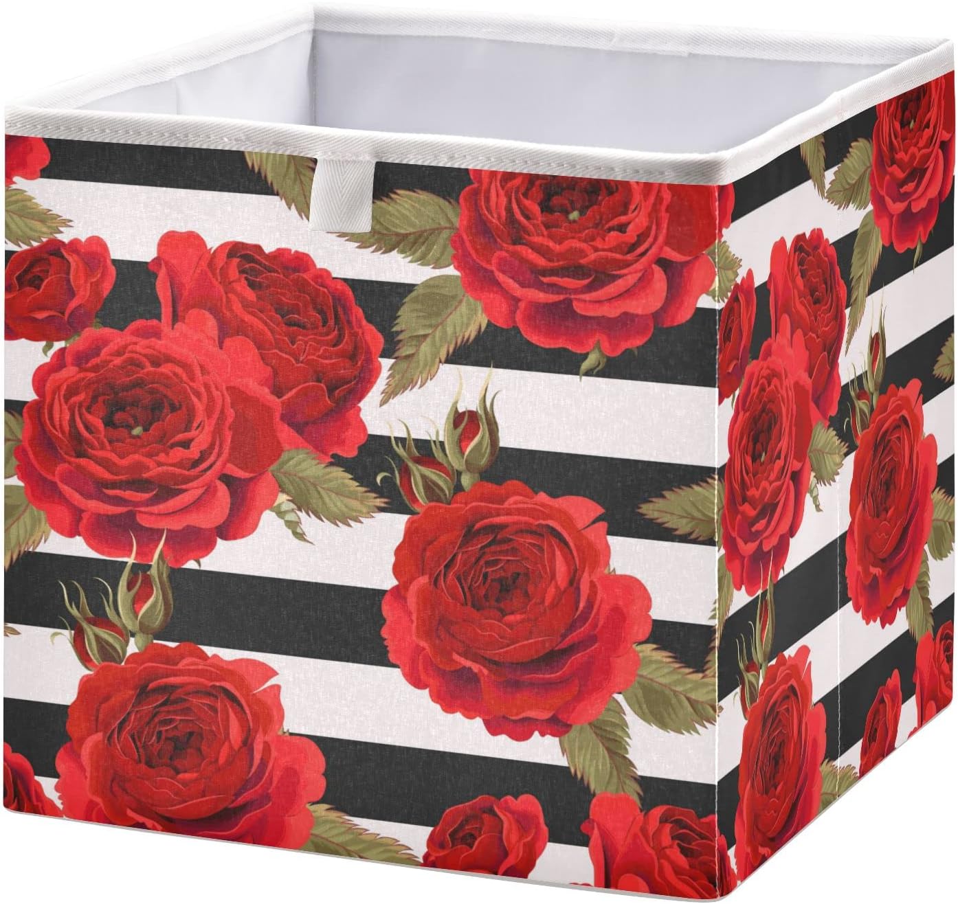 Kigai Red Rose Stripes Cube Storage Bins 11x11x11 in