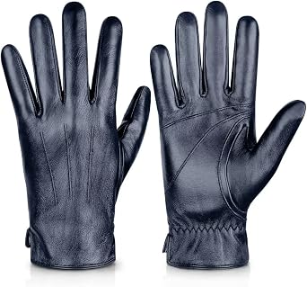 Alepo Genuine Sheepskin Leather Gloves for Men, Winter Warm Touchscreen Texting Cashmere Lined Driving Motorcycle Gloves