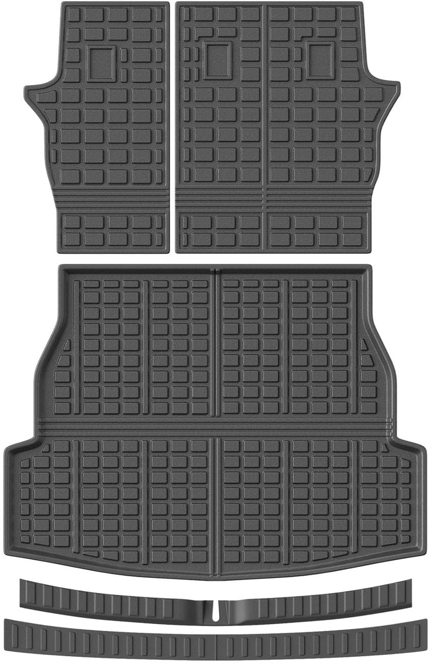 powoq Rear Bumper Guard Compatible with 2019-2025 Toyota RAV4 Trunk Sill Protector Upgraded TPE Rear Bumper Trim Cover Trunk Mat Backrest Mat Replacement for 2019-2025 Toyota RAV4 Accessories