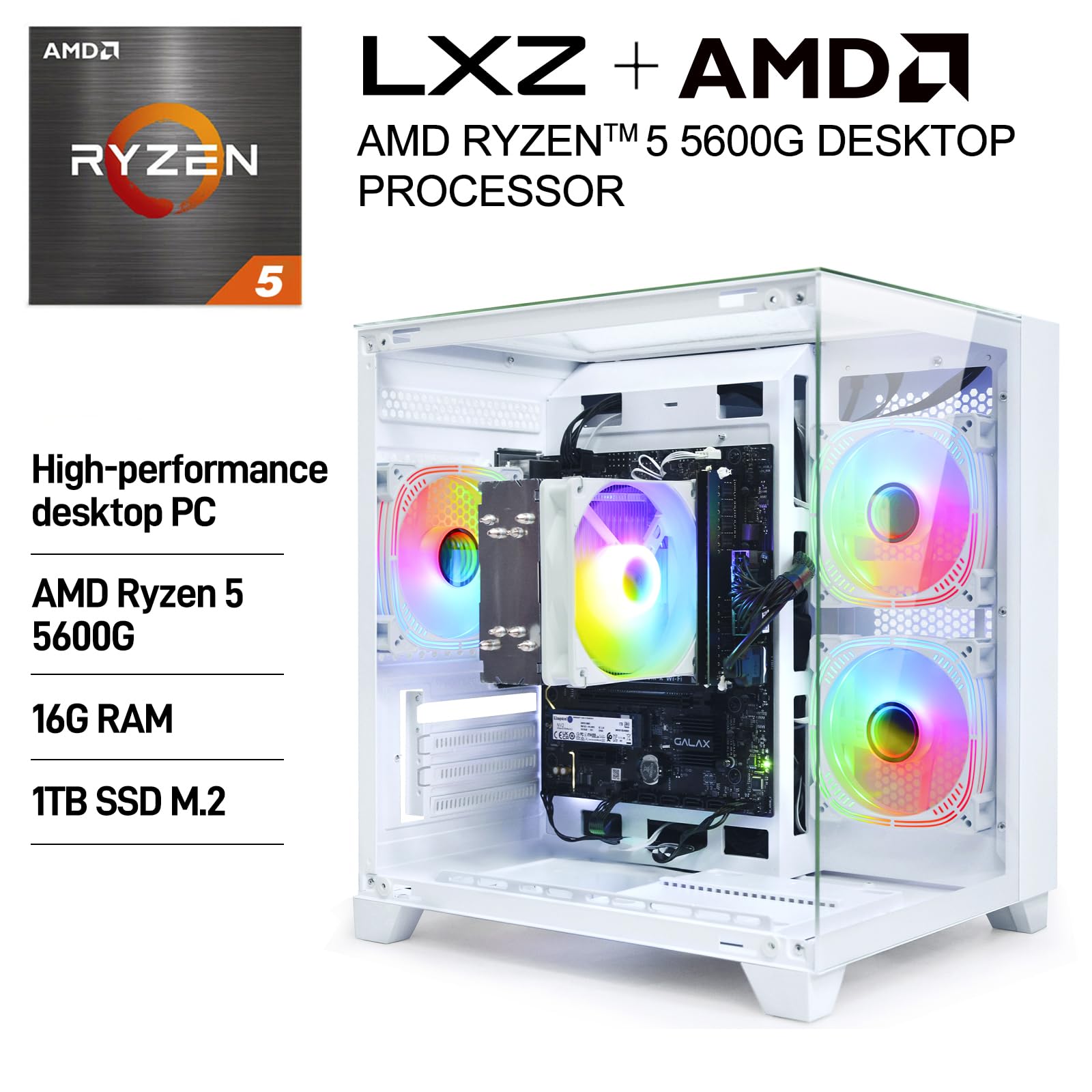 新品R5 5600G/16G/SSD500G+1T/Office2019 Amazon.com: LXZ Desktop Computer, R5 5600G, 4.4GHz, 16GB