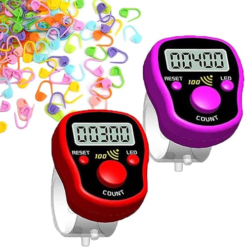 Contador de dedos clic manual digital clicker, paquete de 5 contadores de punto de puntada de cuentos de puntada LED reconfigurables dígitos echada