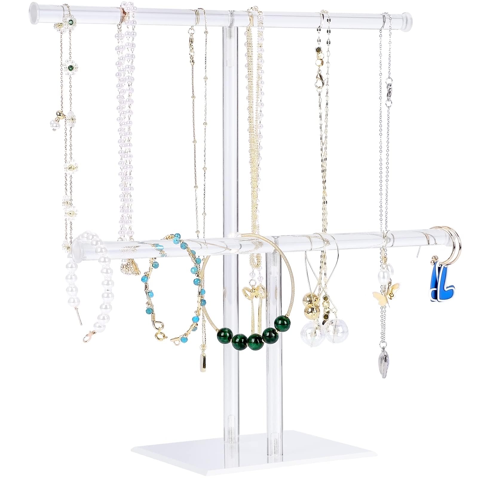 Aegistus Jewelry Stand Necklace Holder, Acrylic Jewelry Display Holder, Necklace and Bracelet Hanging Organizer
