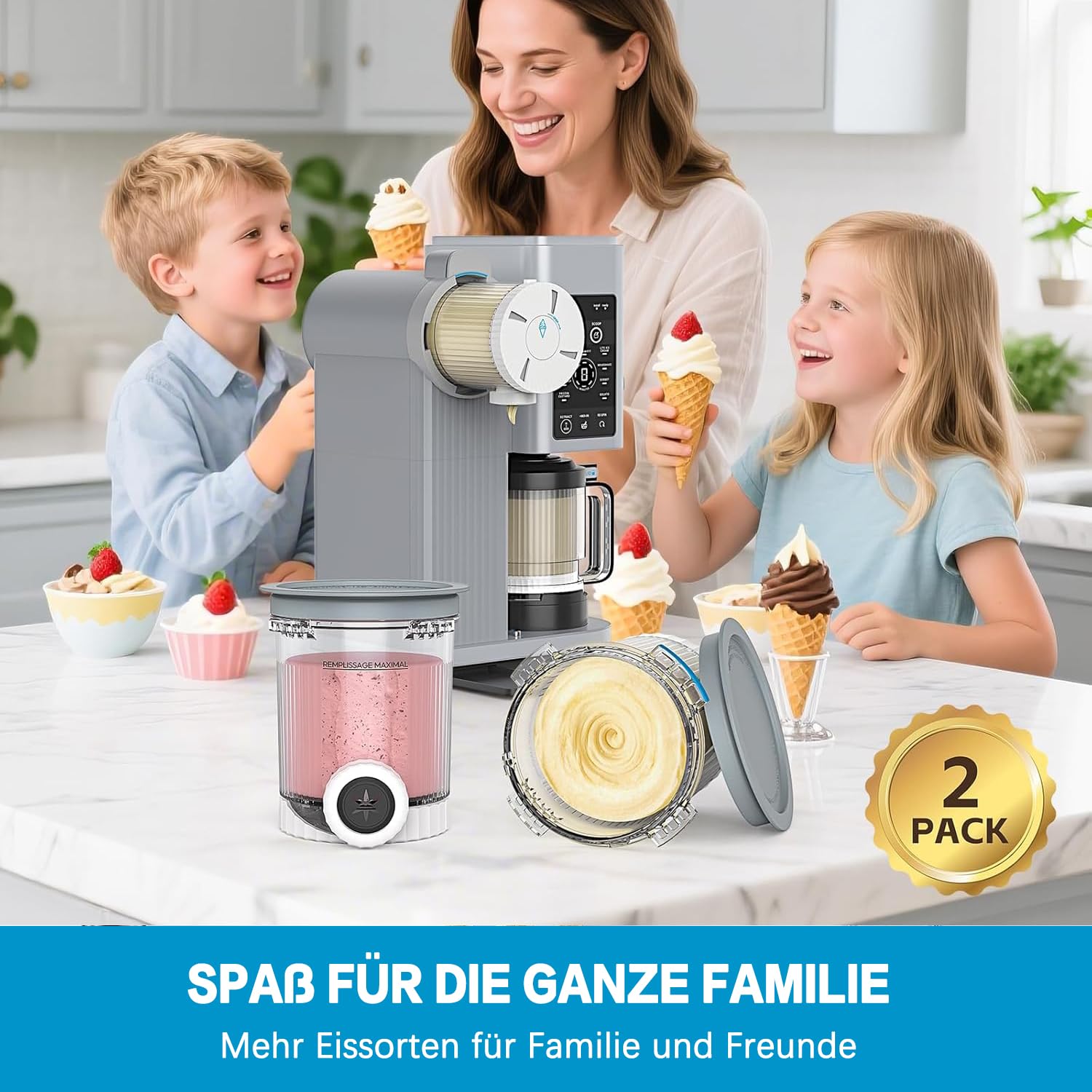 2 sztuki pojemników na lody, pojemniki Creami Deluxe do lodówki Ninja Creami NC700 i NC701, wolne od BPA, odporne na mycie w zmywarce