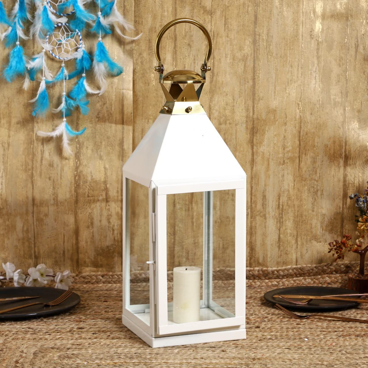 Amazon Brand – Umi Decorous Metal White Candle Lantern Handcrafted - Elegant Outdoor Lighting (White) (Large) (18x18x61 CM) (White, Metal) (B0CLGWRZXF) Amazon Price History, Amazon Price Tracker