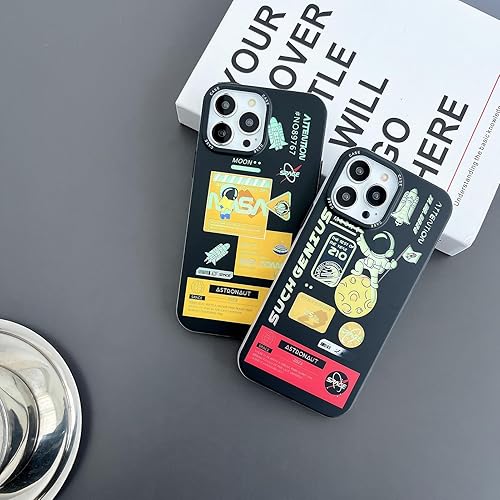 Miniatura 7 de Linda funda para iPhone 14 Pro Max, diseño de astronauta espacial de dibujos animados con purpurina láser, elegante antigolpes, antideslizante,