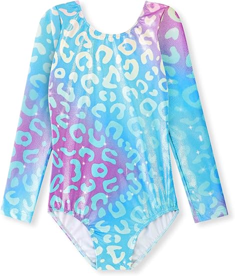 HOZIY Long Sleeve Leotards for Girls Gymnastics Kids Toddler Tumbling Outfits Floral Unicorn Galaxy Rainbow Stripe Pattern