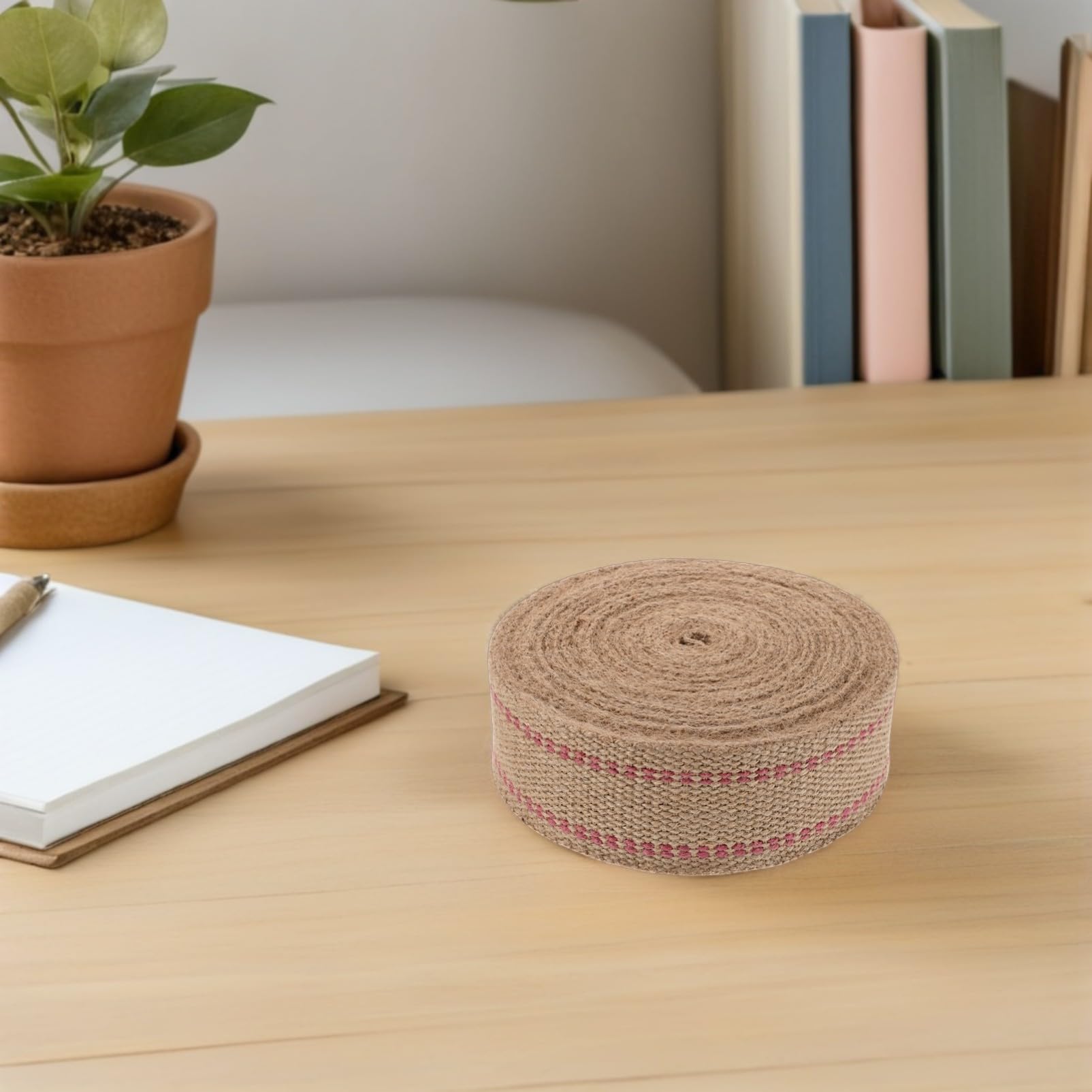 Rotes Juteband Bastel Jute Gurtband mit Roten Streifen Robust und Atmungsaktiv für Stuhlreparaturen und Gartenbinden