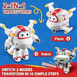 Super Wings 5 Transforming Astro Airplane Action Figure - Fun Toy for Kids Ages 3+ (White)
