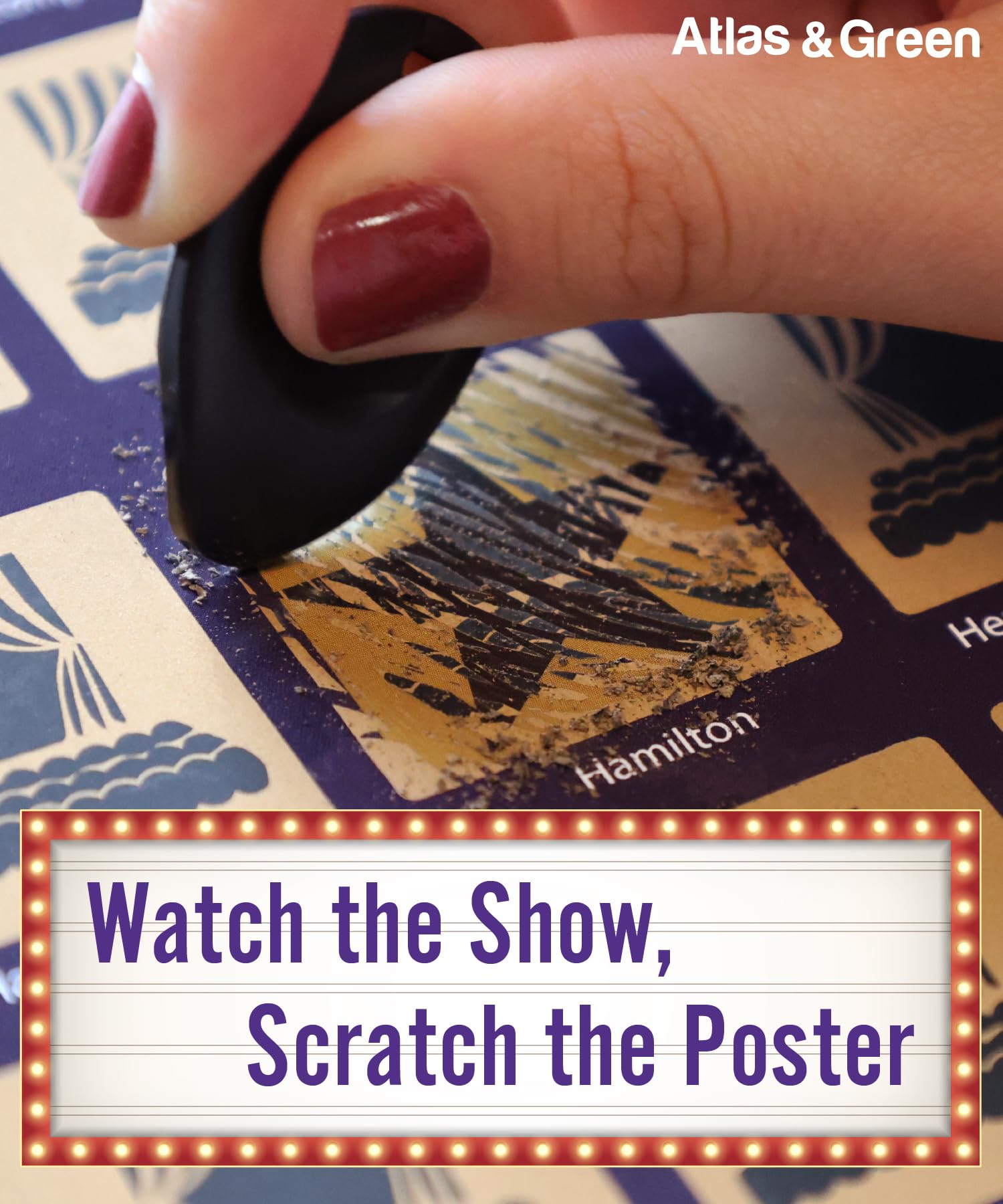 Atlas & Green Top 100 Musicals Poster. Top 100 Scratch Off Musical Poster. Gift Tube Movie Posters Stickers - Image 3