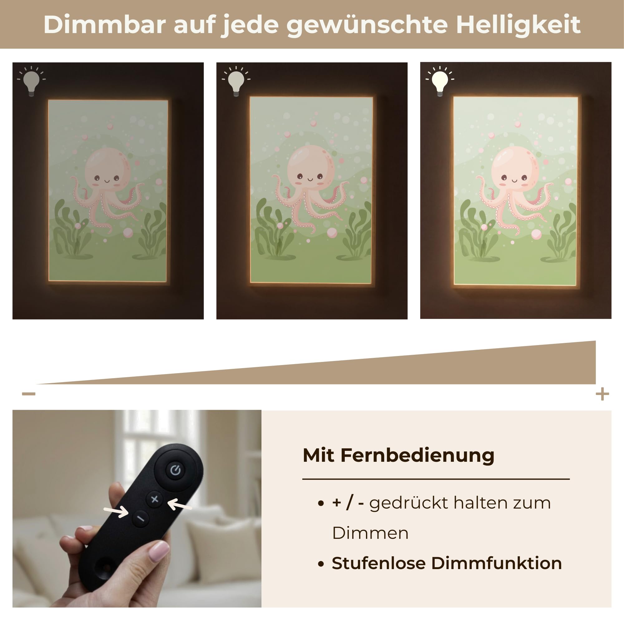 Kinder Nachtlicht 60x90 cm Tischlampe Kinderzimmer Kids Night Light Nachtlampe Baby Schlaflicht Licht Oktopus - Meerestiere - Grün - Unterwasser