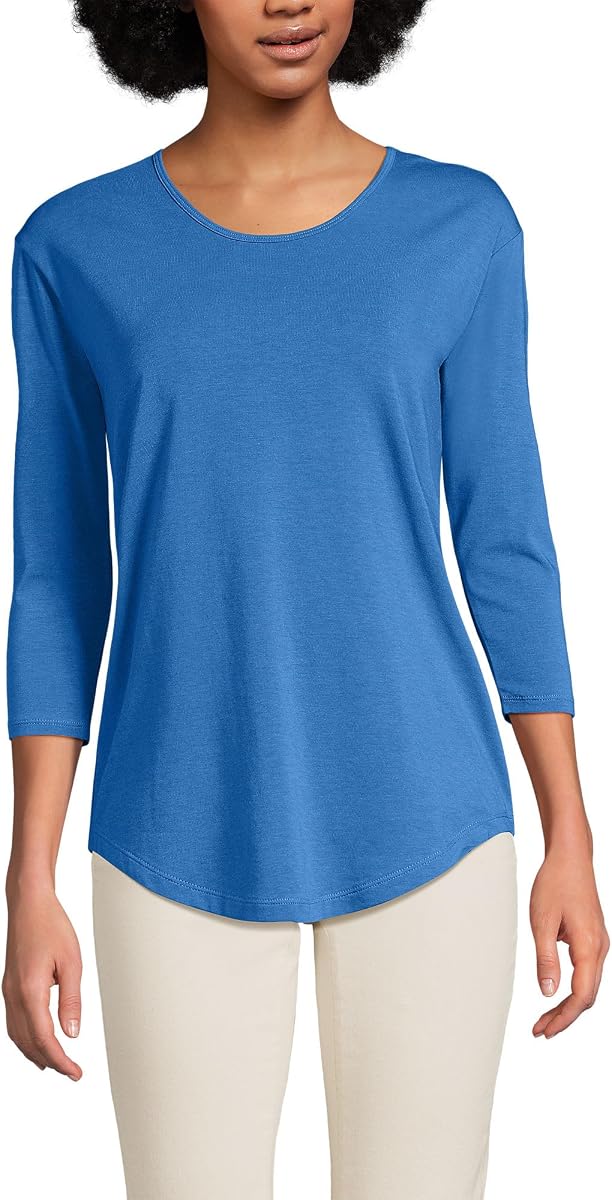 Túnica ligera con cuello en U y manga 3/4 para mujer