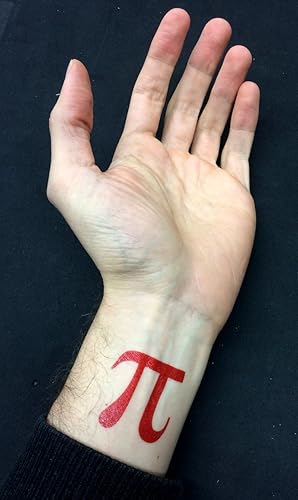 Miniatura 3 de Tatuajes temporales con símbolos pi, recuerdos de fiesta matemáticas del día Pi, (6 hojas)