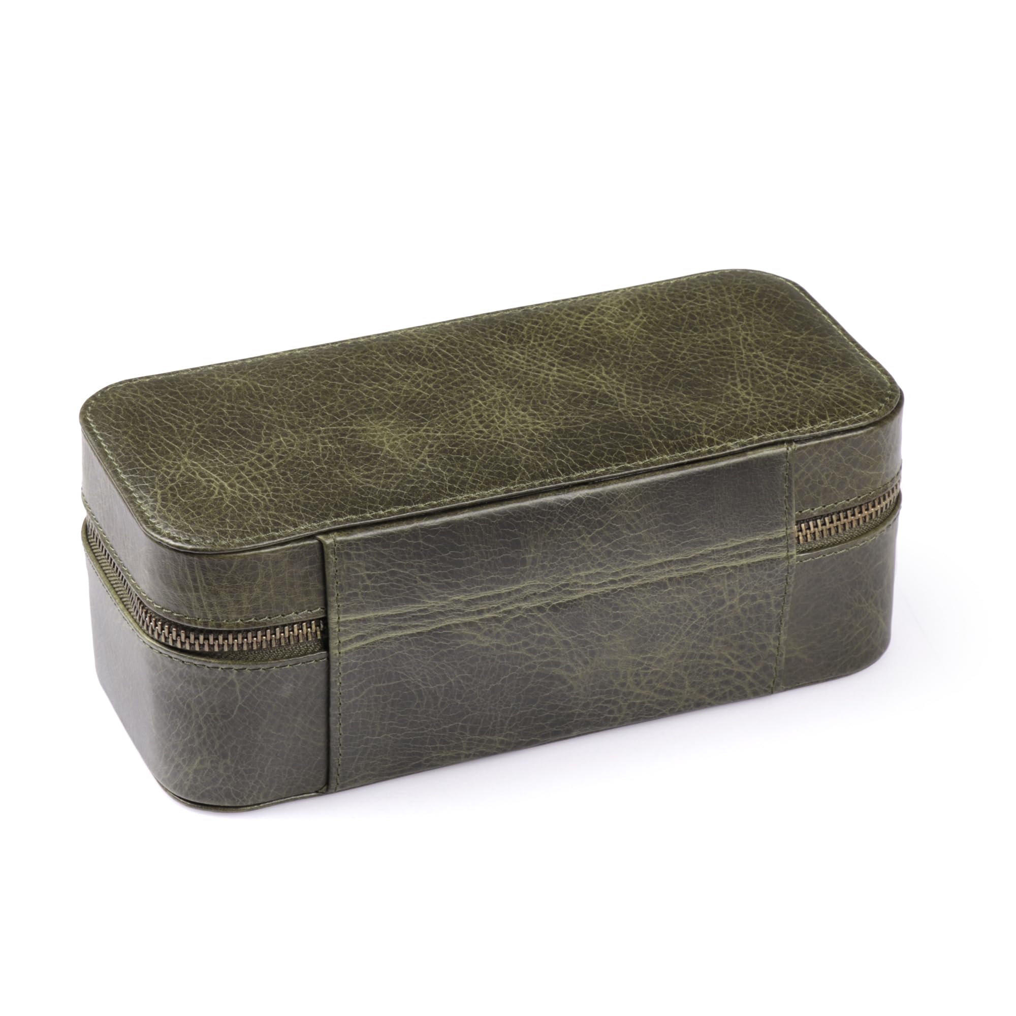 Londo Belmont - Scatola per orologi in vera pelle, elegante e resistente, custodia protettiva per orologi, organizer di alta qualità per collezionisti di uomini e donne (verde)