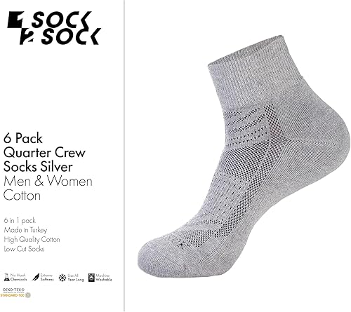 Miniatura 3 de 1SOCK2SOCK Paquete de 6 calcetines deportivos de algodón para hombres y mujeres, de algodón, corte bajo, calcetines para correr