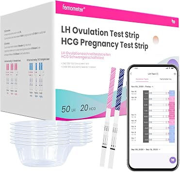 femometer Home LH & HCG Test Kit - Know Your Peak Fertility Days, Help You Get Pregnant - 50 Ovulation Strips & 20 Pregnancy Test Strips, Over 99% Accurate, Easy to Use