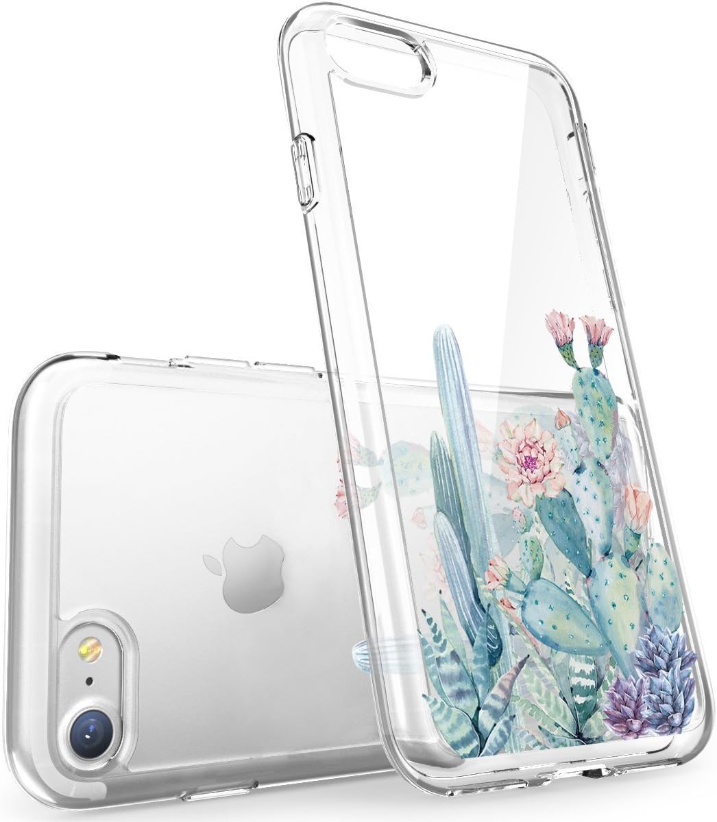 LUOLNH for iPhone 6 case,iPhone 6s Case with Flowers, Slim Clear Chrome Gold Floral Pattern Soft Flexible TPU Back Cover Case for iPhone 6/6s [4.7 inch] -Cactus Flower