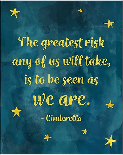 Cinderella 'The Greatest Risk' Wall Art Print - 8x10" Inspirational Decor For Kids Room, Bedroom Décor, Living Room Décor, Desk Decor, Great
