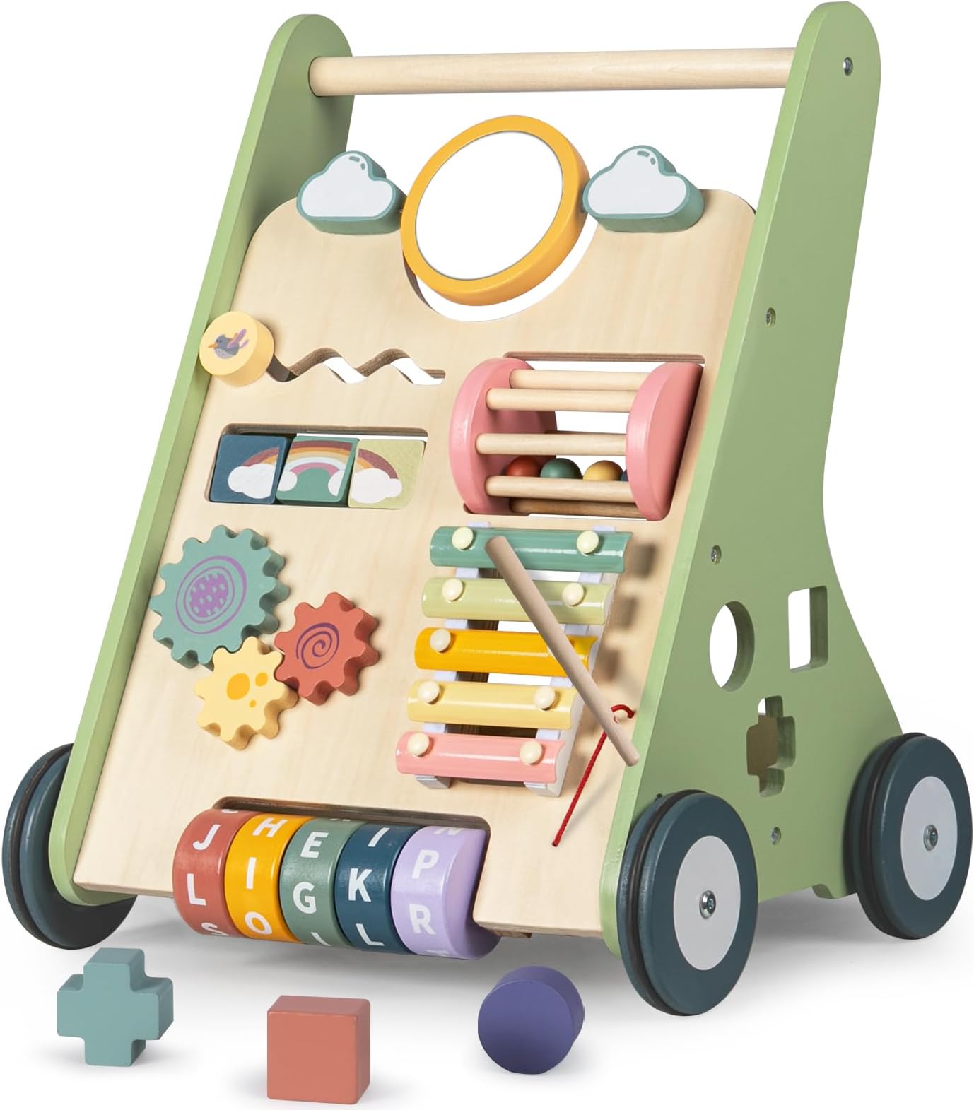 Bautia Baby Activity Toys, Wooden Push and Pull Learning Toys