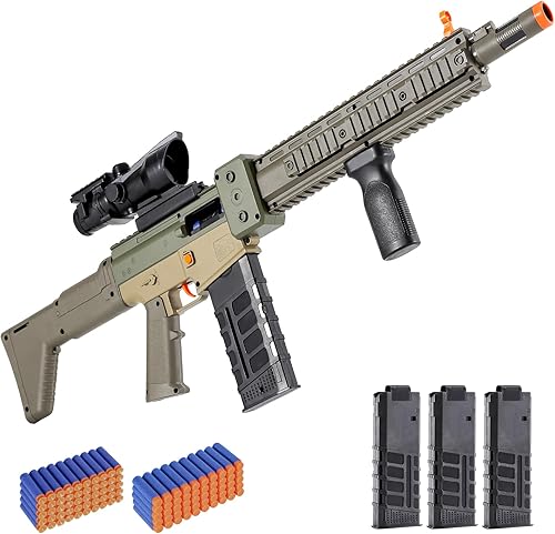 Pistola de juguete realista para pistolas Nerf, dardos de espuma con alcance, 100 balas suaves, rifle de francotirador semiautomático, pistola de
