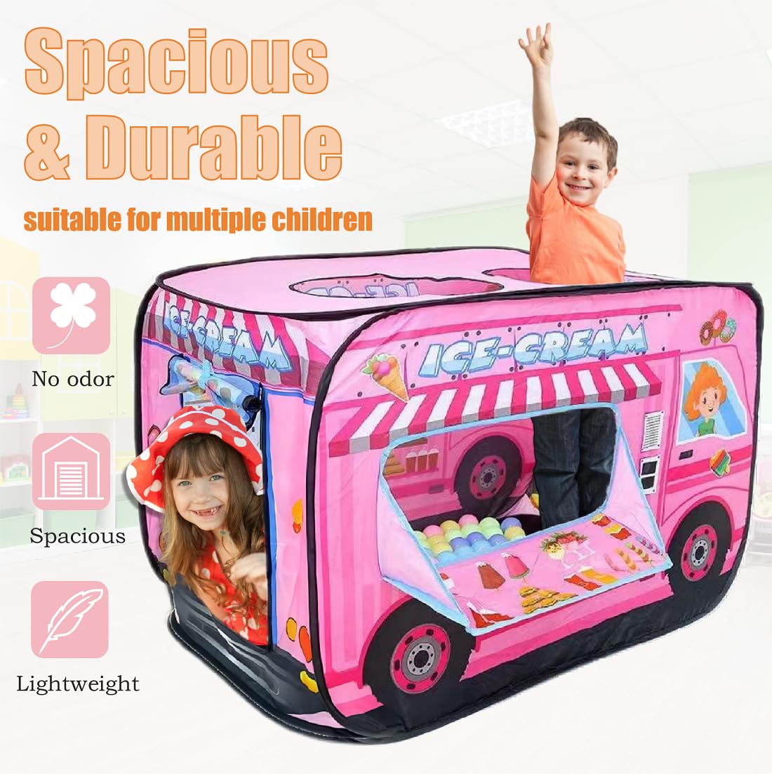 Tienda de campaña desplegable para niños. Tienda de campaña de helados para niños. Tienda de helados grande, fácil de organizar para niños. Carrito de helados para niños. Regalo de cumpleaños para 5