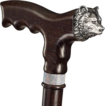 Asterom Handmade Walking Cane for Women & Men - Custom, Stylish, Fashionable Wooden Cane - Bear - Walking Sticks for Seniors, Unique, Wood Canes