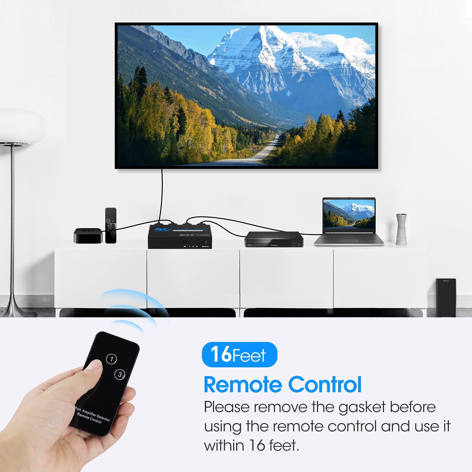 Amazon.com: 4K@60Hz HDMI Switch, NEWCARE HDMI Switch 3 in 1 Out with Remote  Control, 3-Port HDMI Switcher Selector, Supports 4K, 3D, HDCP2.2, HDMI2.0,  HDR, for Fire Stick, HDTV, PS4/5, Game Consoles, PC :