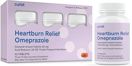 Curist Omeprazol - Tabletas de 20 mg - 42 tabletas de liberación retardada - Medicina para el reflujo ácido para aliviar la acidez estomacal