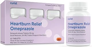 Curist Omeprazole 20mg Tablets - 42 Count Delayed-Release Tablets - Acid Reflux Medicine for Heartburn Relief