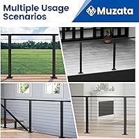 Vista 7 de Muzata Black Cable Railing Post 36 Inch 36"x2"x2" Level Drilled Surface Mount T304 Stainless Steel Cable Railing System Kit Indoor Outdoor with