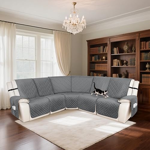 Miniatura 7 de HDCAXKJ Fundas de terciopelo 100% impermeables para sofá modular reclinable en forma de L, fundas para sofá reclinable en las esquinas, lavables,