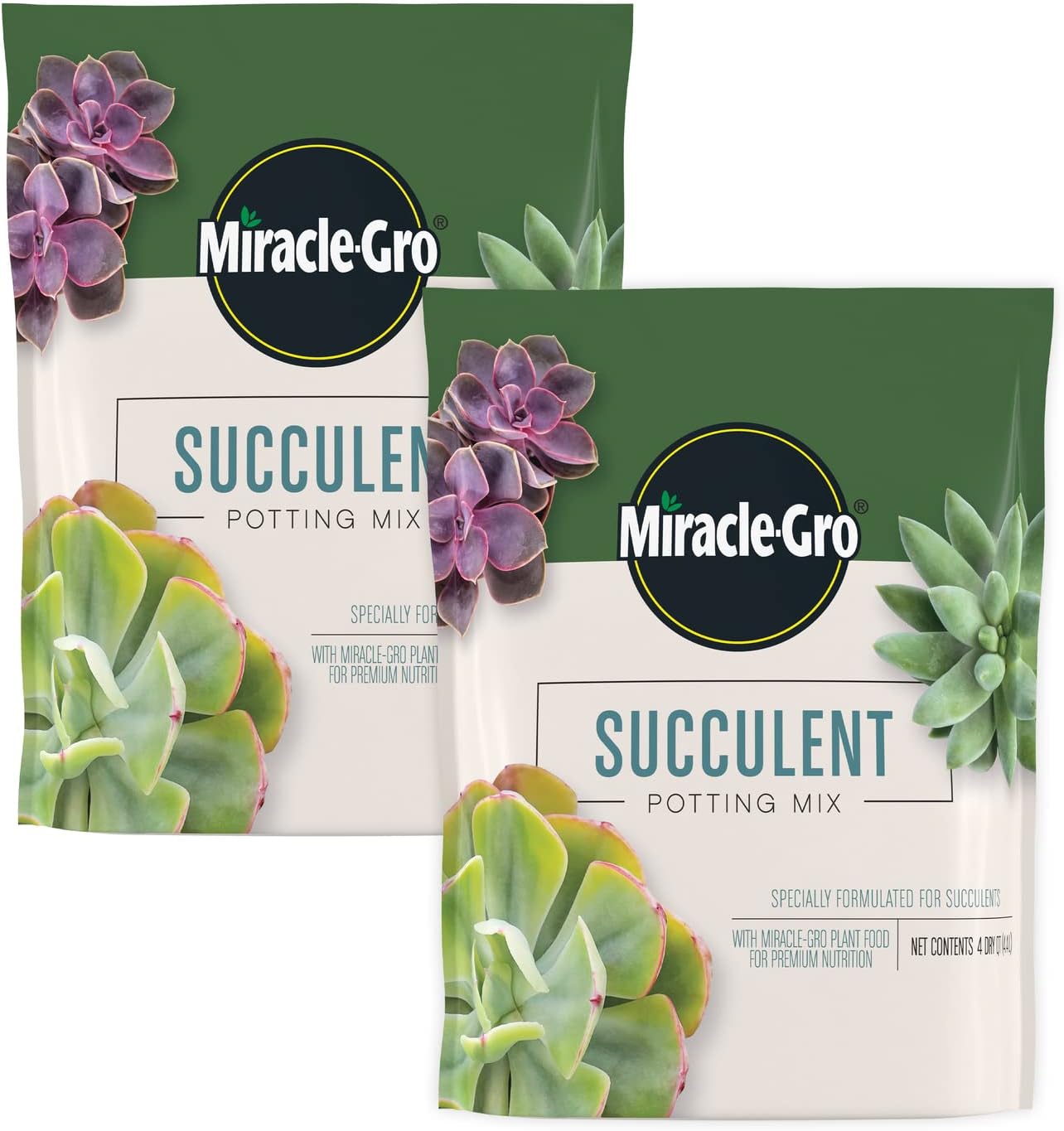 Miracle-Gro Succulent Potting Mix, 4 qt. (2-Pack) | Potting Soil Mix for Indoor Succulents, Aloe Vera and More, Made with Miracle-Gro Plant Food