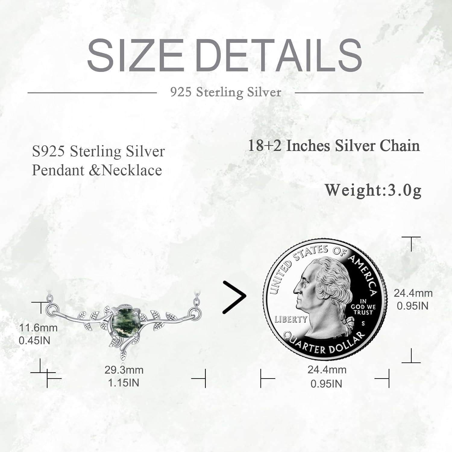 VONALA Leaf Moss Agate Necklace for Women, 925 Sterling Silver Leaf Choker, Moss Agate Jewelry - Image 4