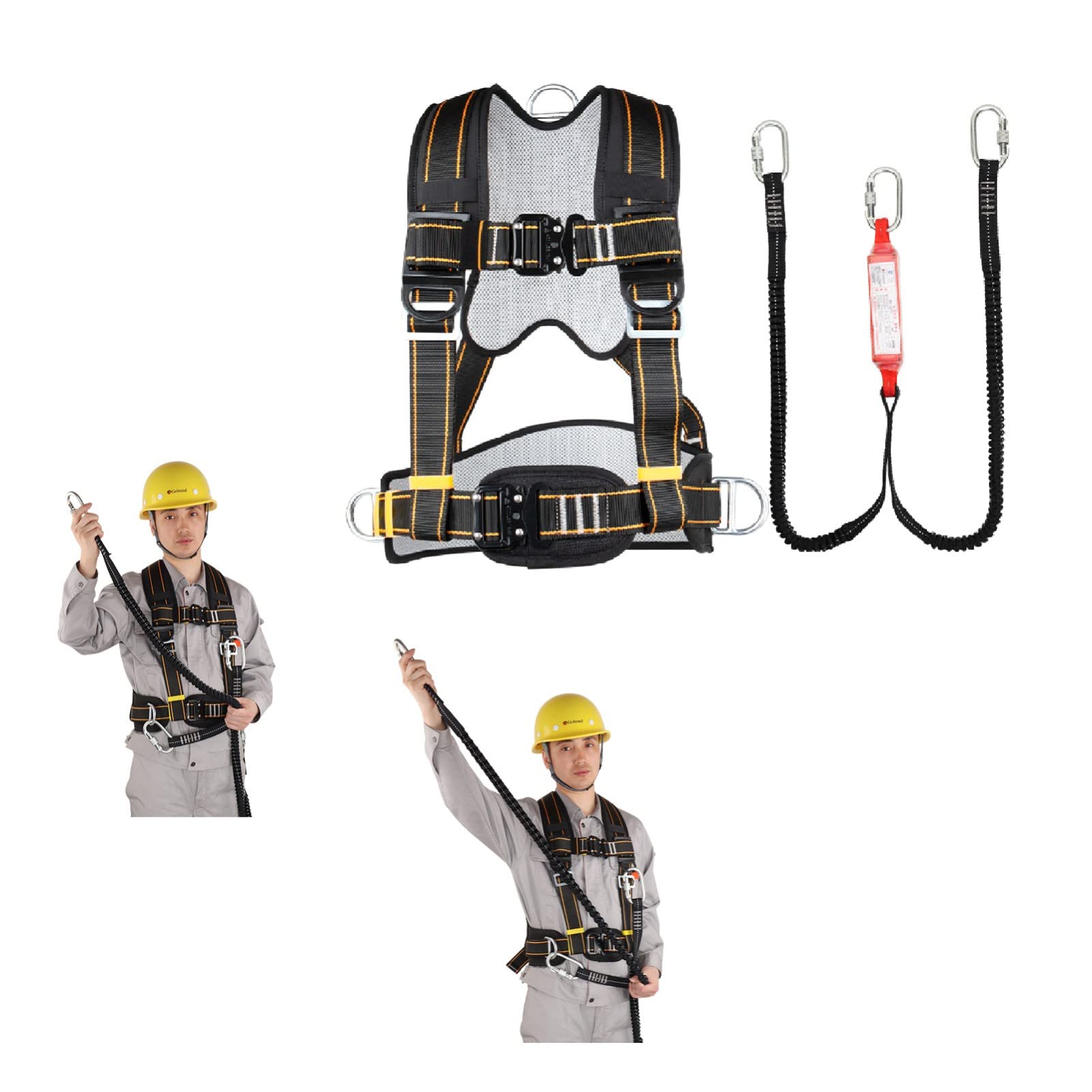 SwaYve Arnés de Seguridad para Trabajar en Altura, Kit de Seguridad para Techos con Detención de Caídas, Cinturón de Seguridad de Cuerpo Completo para Trabajar en Escalada en Techos/Kc5