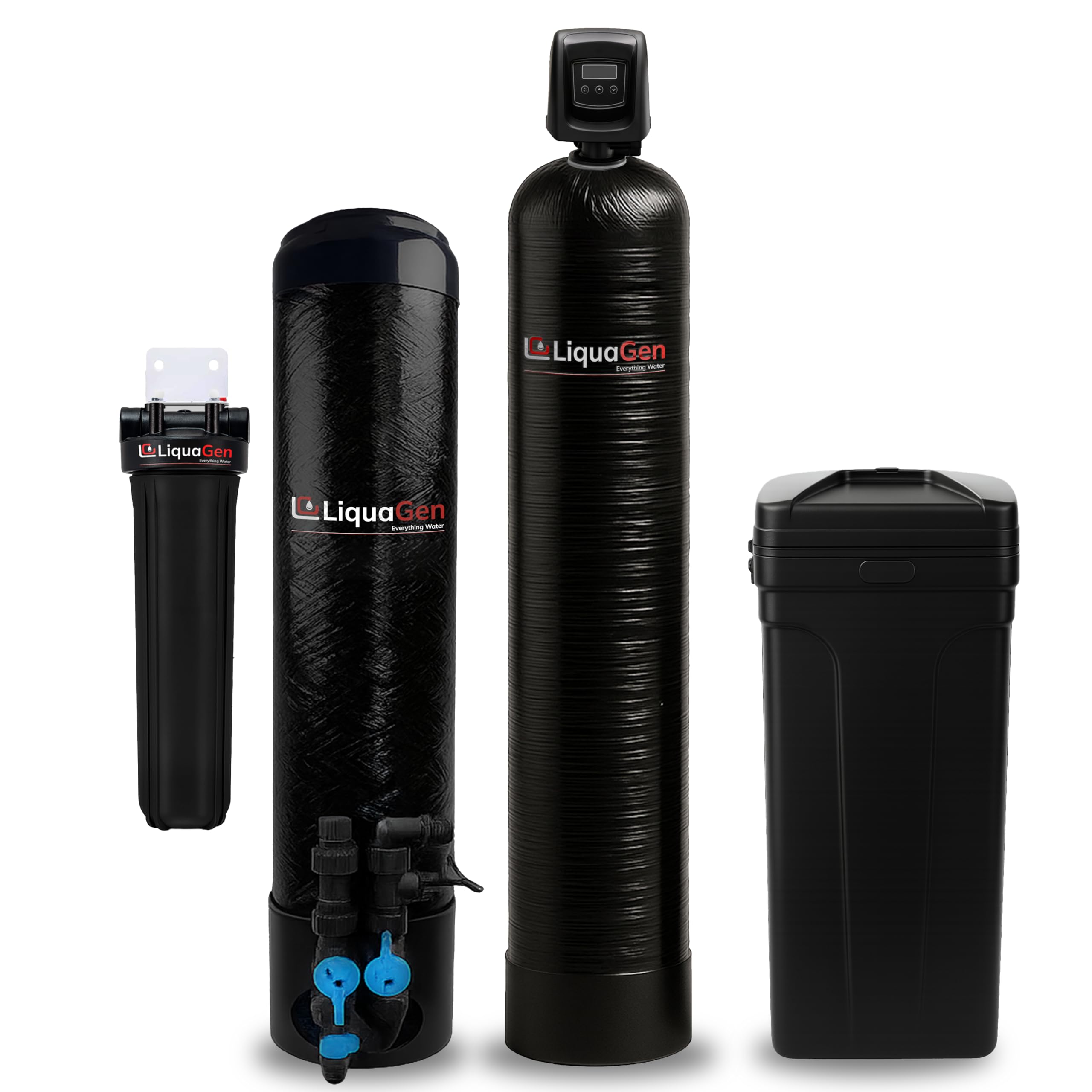 LiquaGen Whole House Water Filter Salt-Based Softener System with Metal Bypass Valve Lead PFOA PFOS Reduction 0 5-Micron