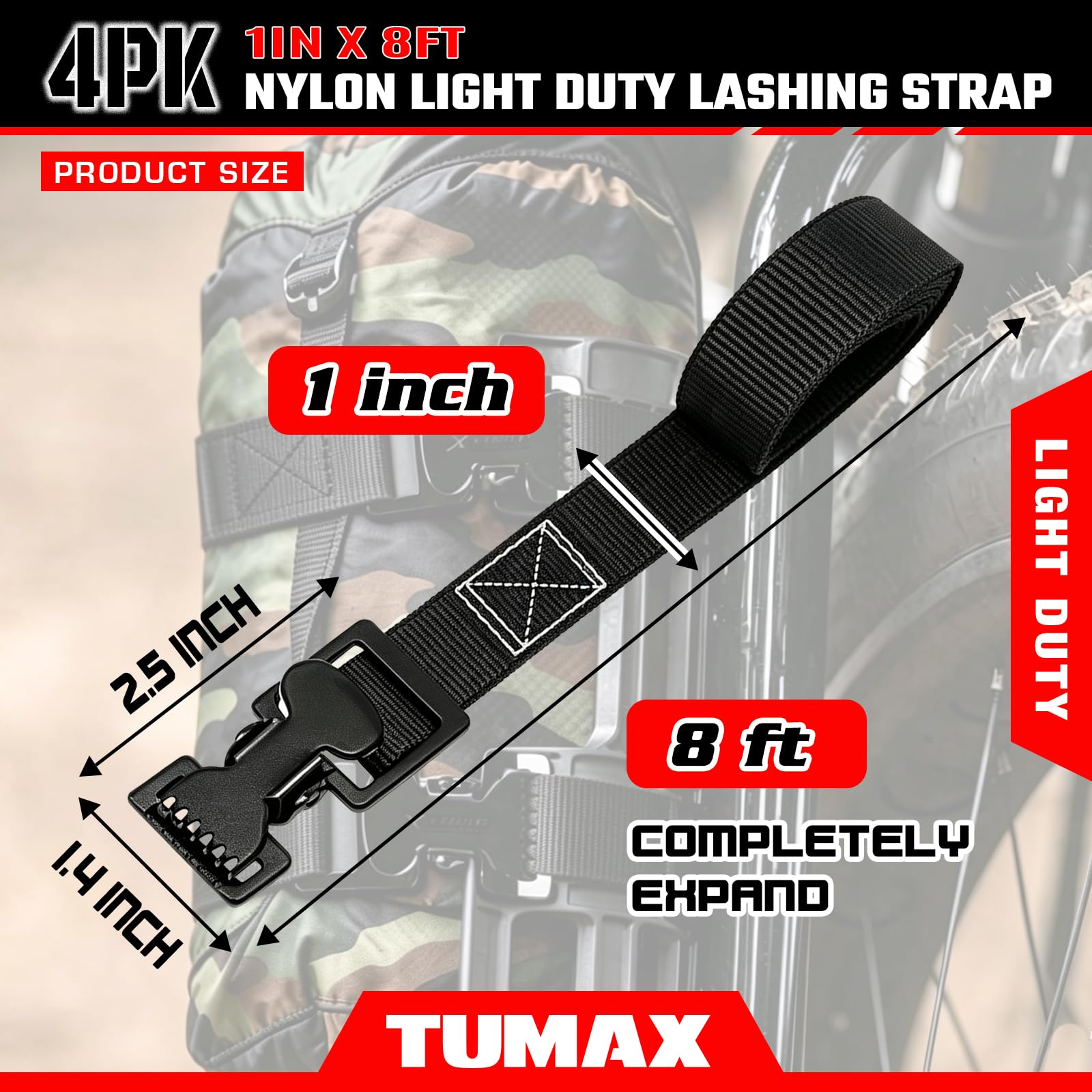 Alligator Clip Straps - 4 Pack, 8ft Long -3
